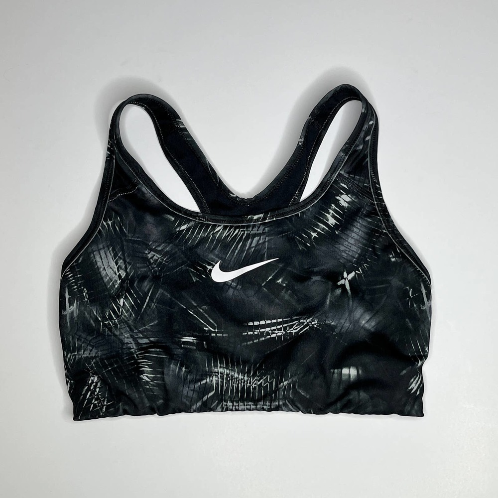 Nike Sports Bra Black Pattern Swoosh Racerback M